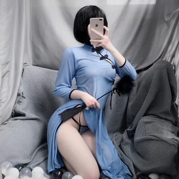 Sieviete, Seksīga Apakšveļa Ķīniešu Stilā Cheongsam Kleita Dobi No Sadalīt Svārki Pārsējs Qipao Naktskrekls Skolā Meitene Cosplay Apģērbs