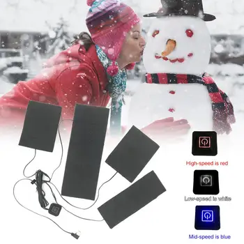 Ziemas 4 in 1 USB Elektriskās Apsildes Spilventiņi Veste Apģērbu Sildītājs Siltāks Portatīvo Auduma Pamatni, Salokāma Siltuma Apģērbu USB Powered 2020