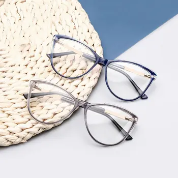 Jaunas Ielidošanas Optiskās Brilles ar Atsperu Eņģes Unisex Sakausējuma Briļļu Rāmis Anti Blue Ray Kaķu Acu Miopija Brilles