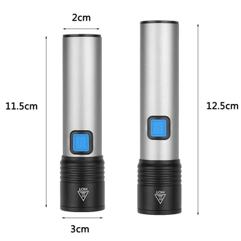 USB Uzlādējams LED Lukturītis XML T6 Kempings Gaismas Zoomable Lāpu Litija Akumulators Ūdensizturīgs ar iebūvētu 1200mah LED Spuldzes