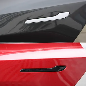 Automašīnu Durvju Rokturi Wrap Uzstādīt Aizsargs Uzlīmes Tesla Model 3, Durvju Rokturi 3D Decal Auto Piederumi 4gab (Balts)