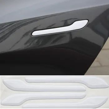 Automašīnu Durvju Rokturi Wrap Uzstādīt Aizsargs Uzlīmes Tesla Model 3, Durvju Rokturi 3D Decal Auto Piederumi 4gab (Balts)