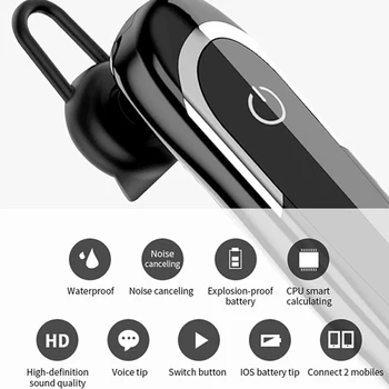 Bezvadu Bluetooth Austiņas brīvroku Zvanu Earbud Austiņas Mūzikas Atskaņošanu Ar Mikrofonu Sweatproof Trokšņa Tālrunis PC