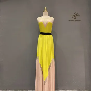 Atpūtas puse Vakara Kleitas 2020New Jauktu krāsu stila kleita Gaiši luksusa