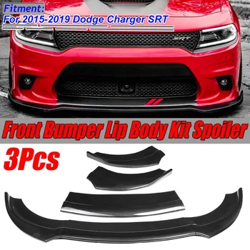 3PCS Oglekļa Šķiedras Izskatās/Melns Auto Priekšējo Buferi Sadalītāja Lūpu Ķermeņa Komplekta Spoilers Difuzoru Aizsargu Dodge Charger SRT-2019