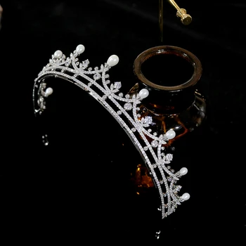 ASNORA Izsmalcinātu kristālu matu aksesuāri, līgavas galvassegu pērle galvassegu kāzu vainags kāzu aksesuāri，tiaras un kroņi