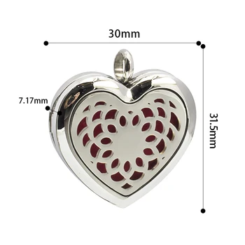 16 iespējām! 30 mm sirds formas, smaržas medaljonu 316L nerūsējošā tērauda magnēts ēteriskās eļļas difuzoru medaljonu kaklarota(bez ķēdes&spilventiņi)