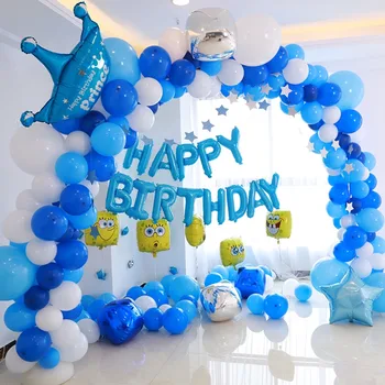 QIFU 107pcs Rozā, Zilā, Melnā Zelta 1. Dzimšanas dienas Balons, Dzimšanas dienas svinības Rotājumus Bērniem Pieaugušajiem Kāzu Ballon Babyshower Globos